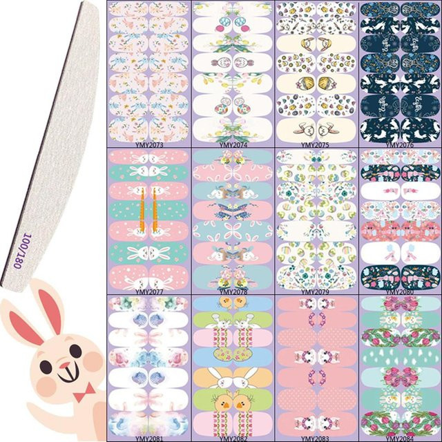 GoolRC Oster-Nagelsticker Hase, gray, 12 Blätter mit Nagelfeile - Bild 1