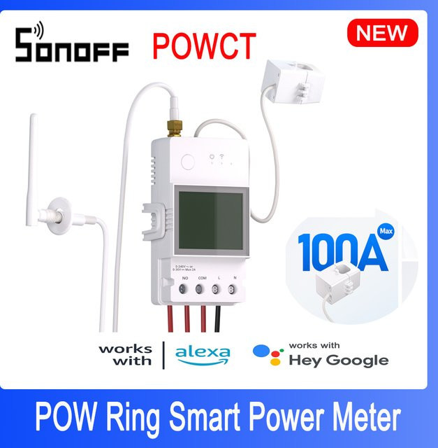 SONOFF POWCT Ring Smart Power Meter mit ESP32 Chip, 100A Energiemonitor und Schützsteuerung, Weiß, kompatibel mit Alexa und IFTTT - Bild 1
