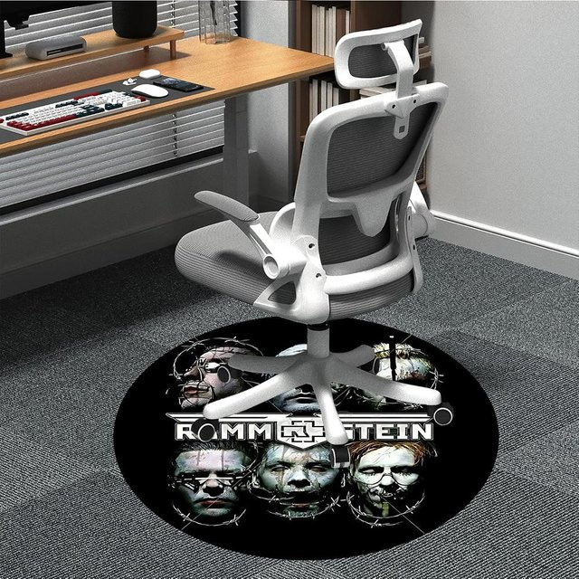 Runder Teppich mit Rammstein Band Logo in Schwarz, Durchmesser: 80 cm, aus Polyester, waschbar und rutschfest - Bild 1