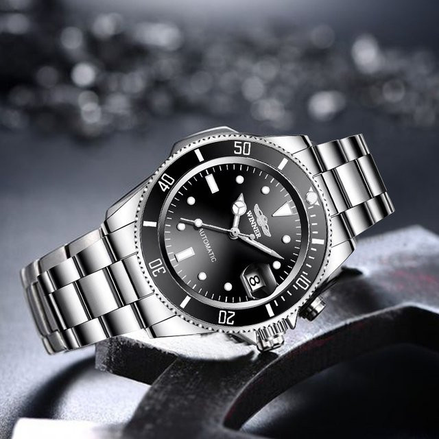 WINNER Armbanduhr Automatik, Edelstahl, Schwarz, Herren - Bild 1