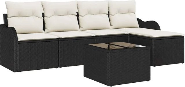 vidaXL Garten-Sofa-Set aus Poly Rattan in Braun mit 6-teiliger Polstergarnitur und integriertem Kissen-Speicher - Bild 1