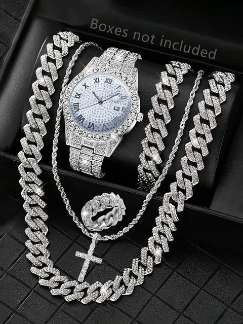 CMK Analoguhr Quarz, Edelstahl, Weiß, Silber, Diamantbesetzt, Unisex - Bild 1