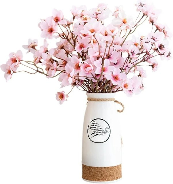 ZQCY Künstliche Pfirsichblüten aus Seide für Tischdekoration, Weiß und Rosa, Floral-Set für Hochzeit und Party - Bild 1