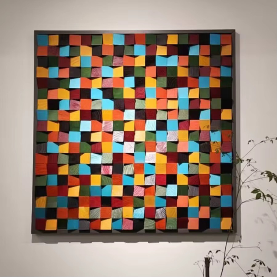 Mosecor 3D-Kunst-Wanddekoration aus Massivholz in Multicolour, Akustischer Diffusor und Mosaikfliese Wandpaneel, Breite: 30,0 cm, Höhe: 30,0 cm - Bild 3