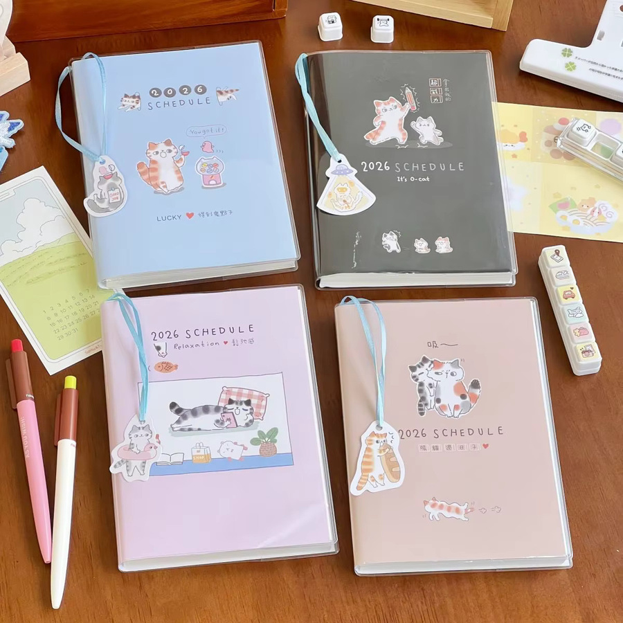 Agenda 2026 Tanuki-Katze Notizbuch mit Malseiten und Monatsplaner, Softcover, Multicolour - Bild 3