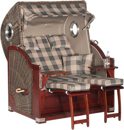 SUNNY SMART Strandkorb mit höhenverstellbaren Fußstützen in Braun, B/T/H: 140 x 95 x 160 cm - Bild 1