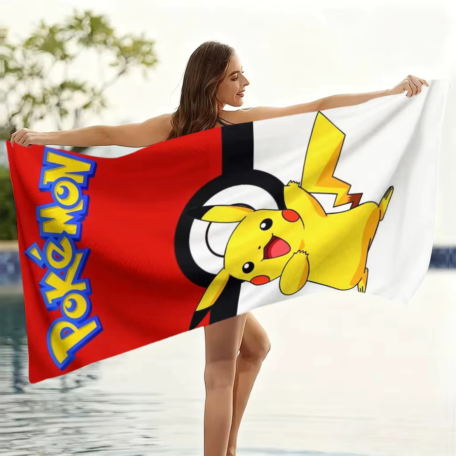 Strandtuch mit Pokemon-Aufdruck von Potdemiel, schnell trocknend und saugfähig, Mehrfarbig - Bild 5