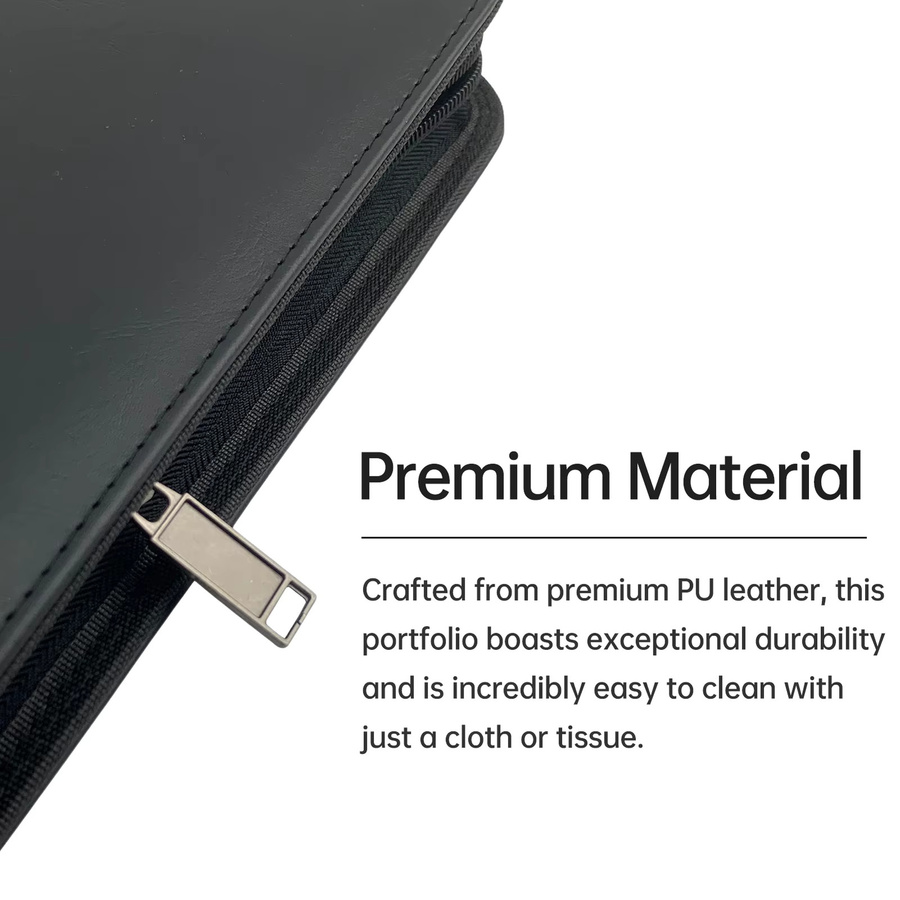 Bisofice Business Pad Folio Organizer aus PU-Leder mit Reißverschluss in Schwarz für A4 Dokumente und Tablet - Bild 6