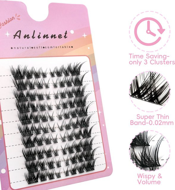 Anlinnet Fox Eye Wimpernbüschel, 80 Stück, Natürlicher Look - Bild 1
