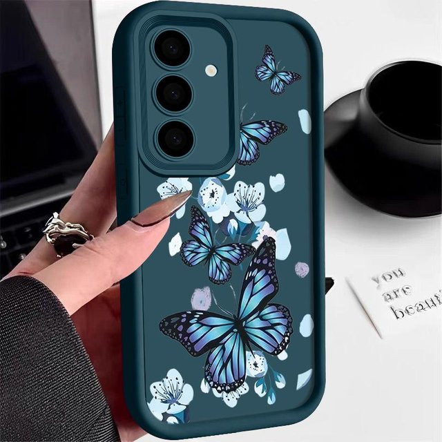 Blaue Schmetterling TPU Handyhülle für Samsung Galaxy S25 Ultra S24 FE S23 S22 S21 FE 5G A55 A54 A35 A36 A26 A25 A17 A16 A15 - Bild 1
