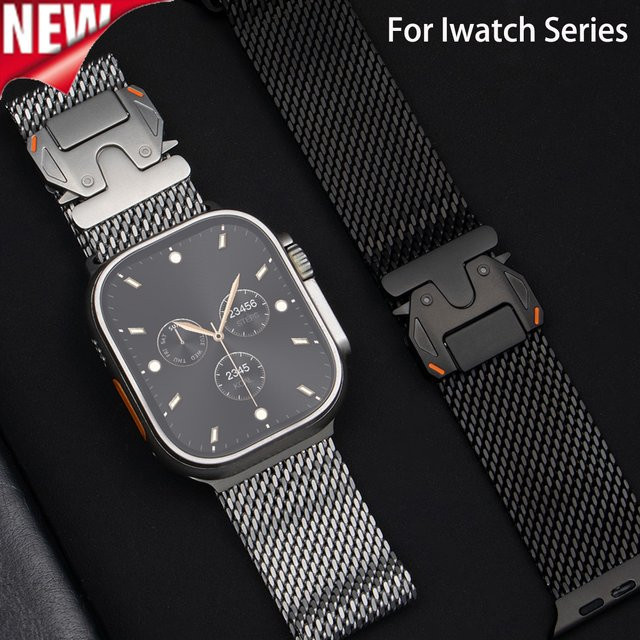 CAOWTAN Uhrenarmband Milanaise, Edelstahl, Apple Watch Ultra - Bild 1