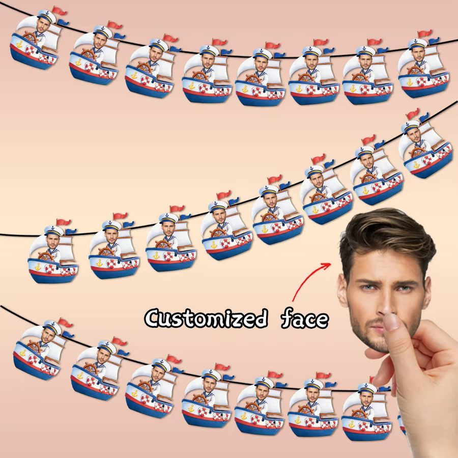 8-teiliges personalisiertes Marine-Fotobanner aus Papier für deine nautische Klassenparty und Abschlussfeier in Cyan - Bild 5