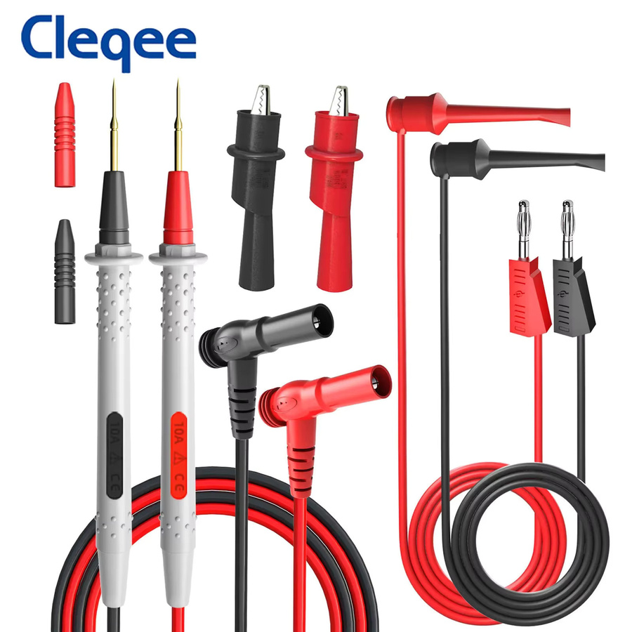 Cleqee P1506 Serie Universal-Multimeter Testleitungen Set mit Krokodilklemmen und 4mm Bananensteckern in Rot - Bild 2
