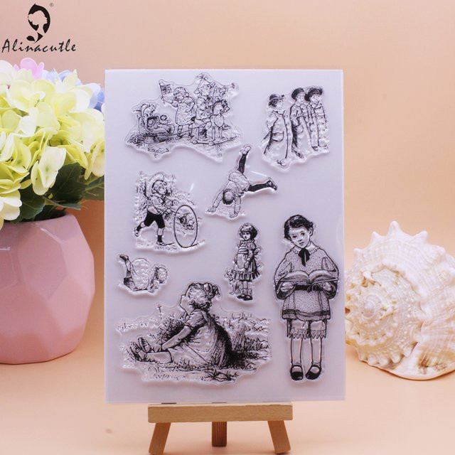 Alinacutle Transparente Silikonstempel mit niedlichen Kinder-Charakteren für DIY Scrapbooking und Basteln - Bild 1