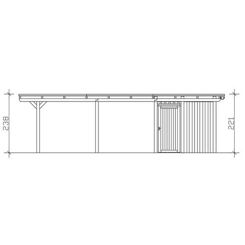 SKANHOLZ Carport Emsland aus Fichte mit EPDM-Flachdach und Abstellraum, Farbe: Eiche Hell/Braun, B: 846 cm, T: 340 cm, H: 238 cm - Bild 3
