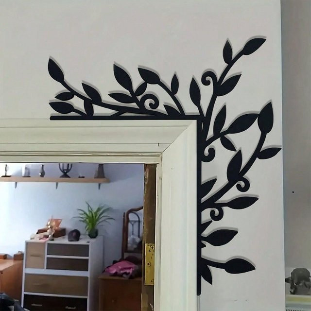 Hello Young Wanddekoration aus Metall mit floralem Pflanzenmotiv in Schwarz - Bild 1