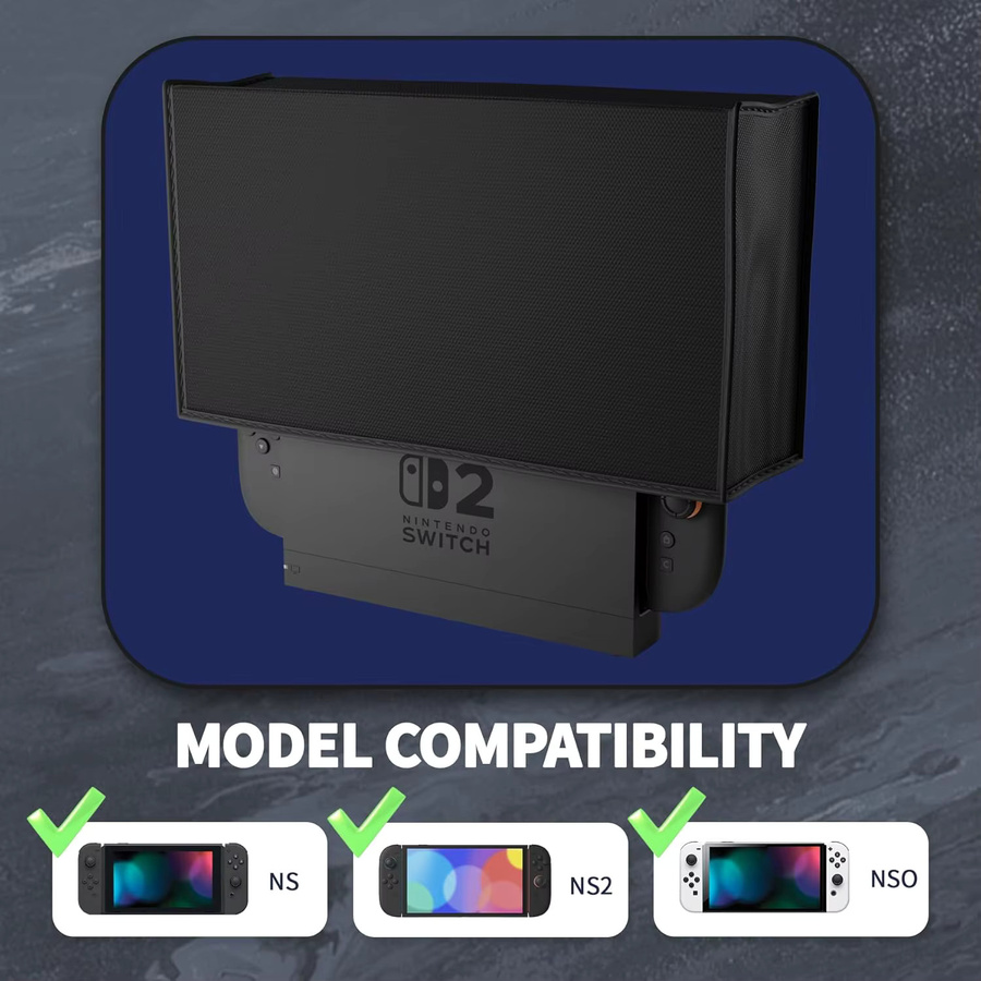 Staubschutzhülle für Nintendo Switch und Nintendo Switch OLED Konsole Dock in Schwarz - Bild 2