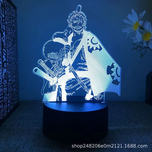 Bandai One Piece Anime 3D Nachtlicht mit Farbwechsel als Schlafzimmer Nachttischlampe und Deko-Ornament in Blau und Schwarz - Bild 1