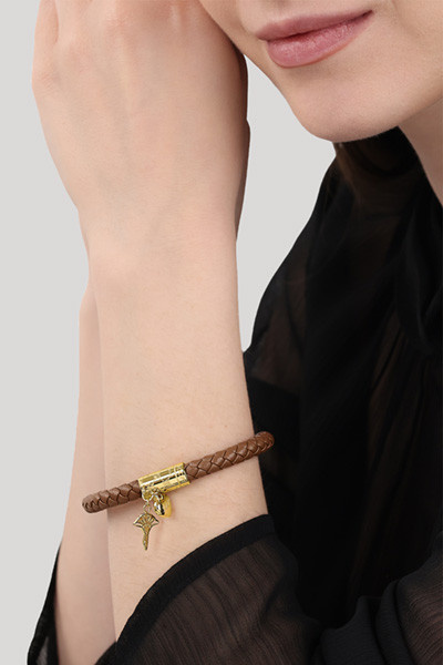 Joop! Armband Leder, Logo-Herz-Anhänger, Braun/Gold, Damen - Bild 2