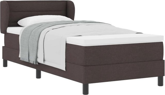 vidaXL Boxspringbett mit Matratze und Taschenfederkern in Dunkelbraun, B/T/H: 90 x 200 x 140 cm - Bild 1