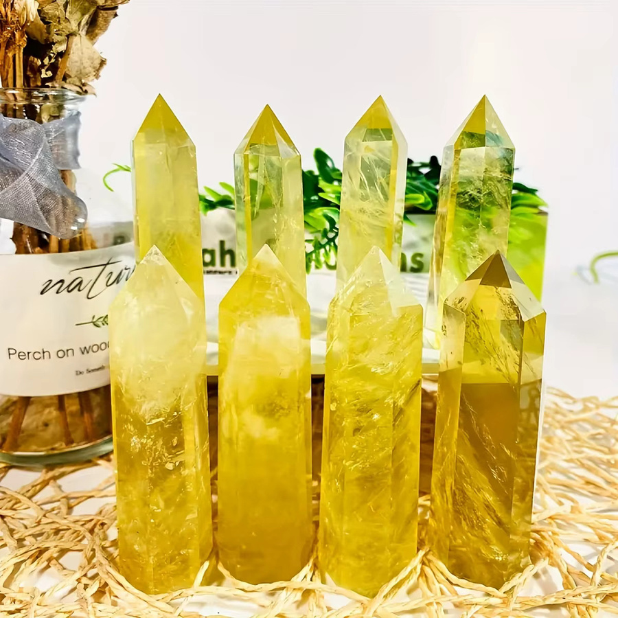 CrystalHola Citrin-Quarz Obelisk in Gelb mit Tigerhaut-Textur - Bild 3