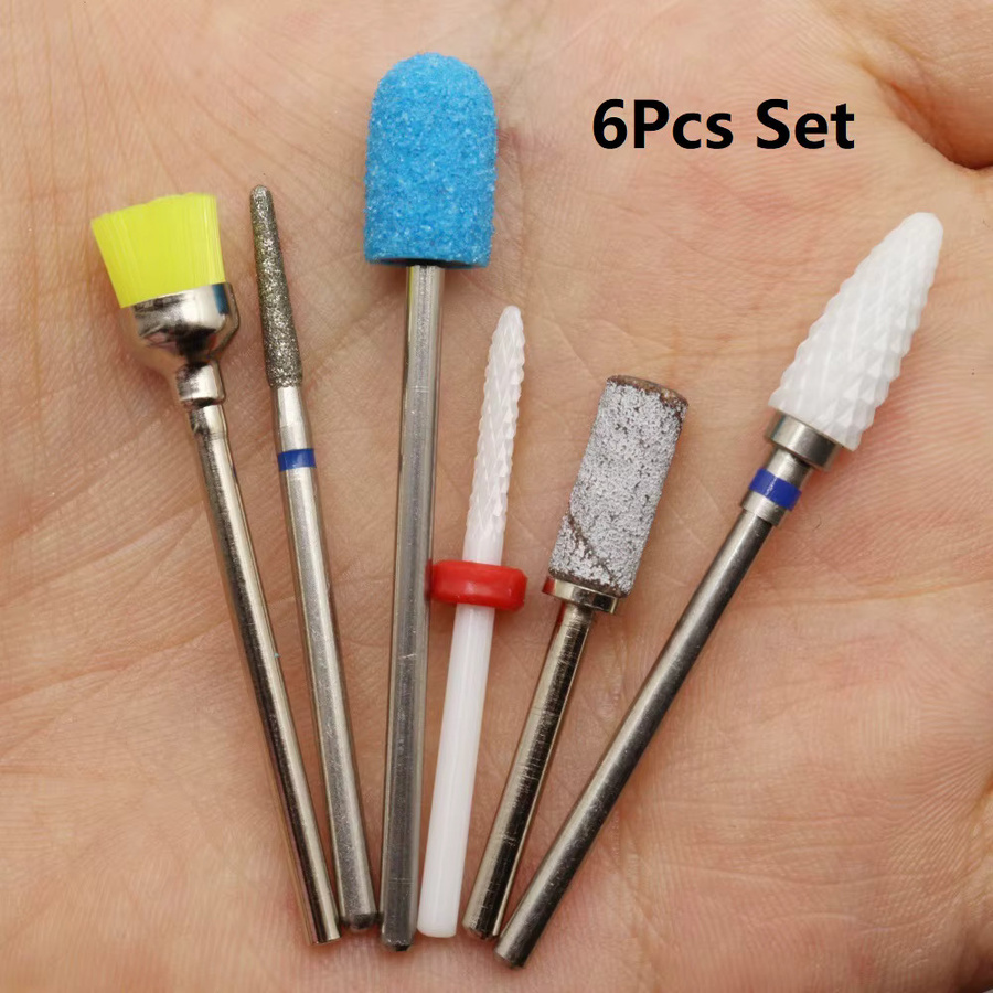 Easy Nail Nagelbohrer-Set, 6-teilig, mit Schleifbändern, Keramik- und Diamant-Nagelbohrer, 2,35mm Schaft, Unisex - Bild 2