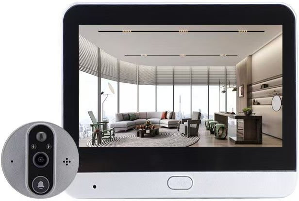 Wifi Elektronisches Katzenauge mit 4,3 Zoll IPS LCD Display, 1080P Nachtsicht und 2,4G Digitaler Türdetektor in Silber - Bild 1