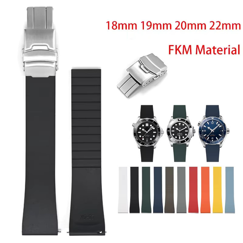 strapfreak Uhrenarmband Fluorkautschuk, Schwarz, Schnellverschluss-Faltschließe - Bild 3