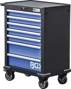 BGS Werkstattwagen aus Stahl mit 7 Schubladen in Schwarz, abschließbar und rollbar, obere Platte belastbar bis 40 kg - Bild 1