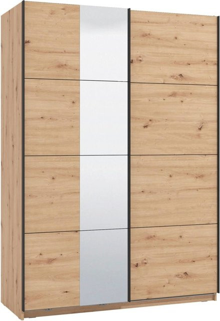Mömax Schwebetürenschrank Gard 150 in Eiche Artisan mit Spiegel und LED-Beleuchtung, B/T/H: 145,5 x 61,0 x 217,0 cm - Bild 1