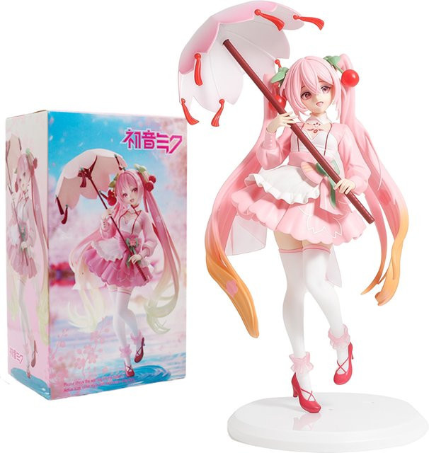 Bandai Hatsune Miku Regenschirm Kirschblüten, PVC-Modell, 23cm, Rosa / Pink - Bild 1