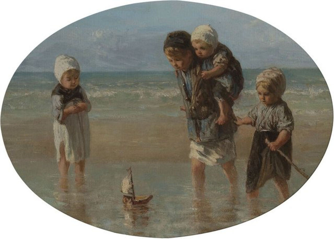 Art For The Home Leinwandbild Kinder Meer von Jozef Israëls in mehrfarbigem Design - Bild 1