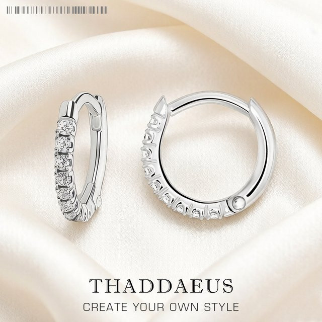 Thaddaeus Creolen 925 Silber, Kristall, Zirkonia, 14 mm, Damen - Bild 1