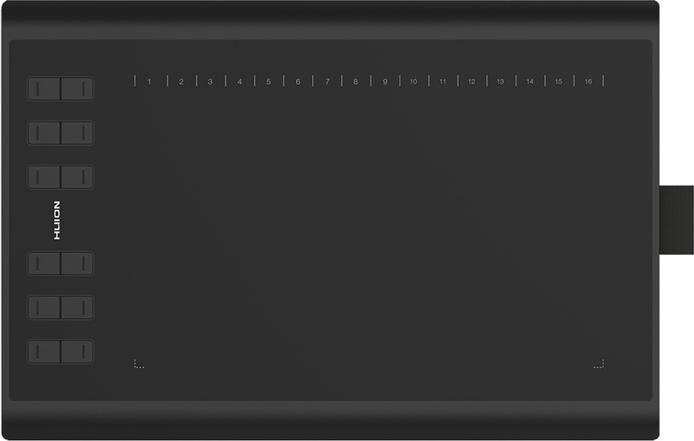 HUION Grafiktablett H1060P, Schwarz, Kabelgebunden, 5080 lpi, B: 25 cm, T: 16 cm, H: 1,5 cm, USB-Anschluss - Bild 1