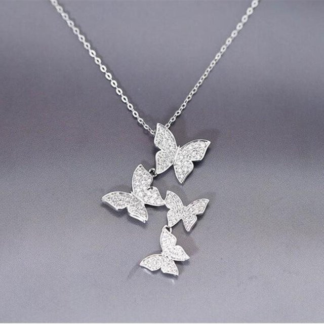 YIRAN Jewelry Halskette, 925 Silber, Schmetterling, Kristall, Damen - Bild 1