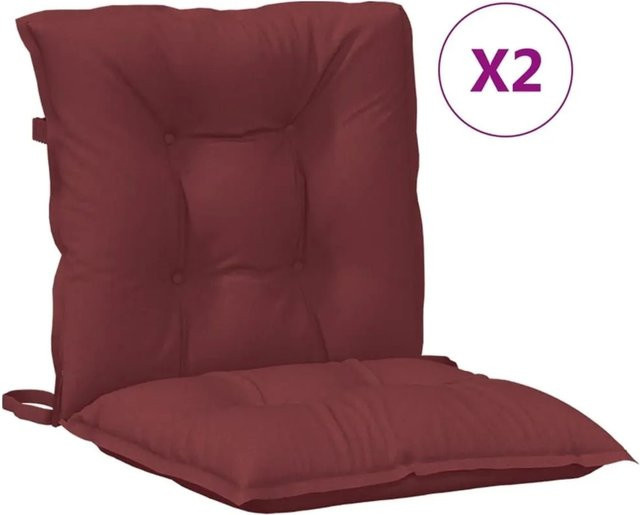 vidaXL Niedriglehner-Auflagen 2er-Set Melange Weinrot aus Polyester, B/T/H: 100 x 50 x 7 cm - Bild 1