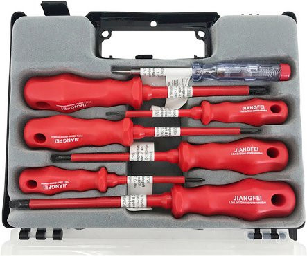 GO/ON! Elektrikerschraubendreher-Satz, 7-teilig, Kunststoff, rot - Bild 1