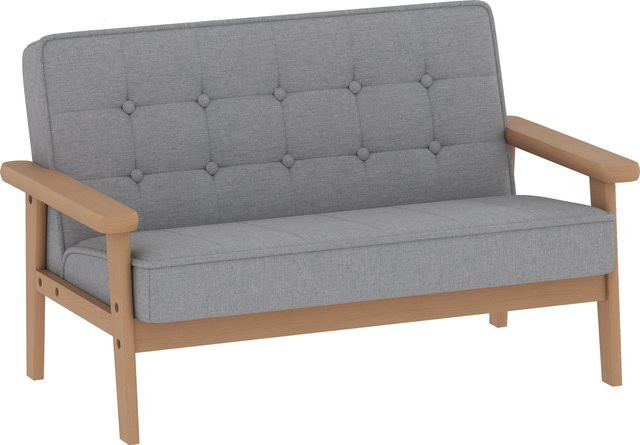 AIYAPLAY Kindersessel mit Holzrahmen in Grau mit Samtoptik - Bild 1