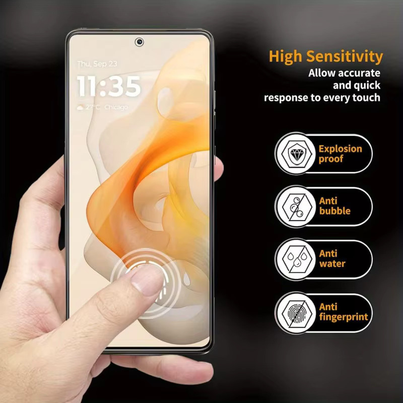 3er-Pack Displayschutzfolie aus gehärtetem Glas für Motorola G-Serie (Moto G85, G86 Power, G84, G82), transparent, 9H Härte, kratzfest und HD-klar - Bild 5