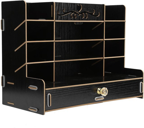 KONNWEI Aufbewahrungsbox aus Holz als Schreibtisch Organizer und Stifthalter in Schwarz