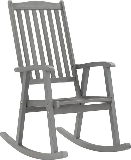 vidaXL Schaukelstuhl aus Akazien-Massivholz in Grau im Vintage-Design mit Armlehnen - Bild 1