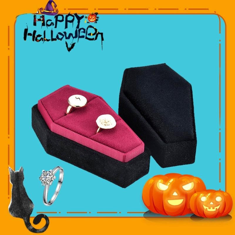Suansuande Gotische Ringbox in Sargform aus Samt als Vintage Schmuckbehälter für Halloween - Bild 3