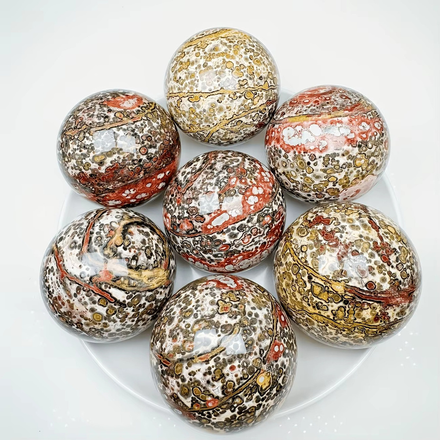 CrystalHola Dekorativer Steinball mit Leopardenmuster und Blumen-Design in Multicolour - Bild 6