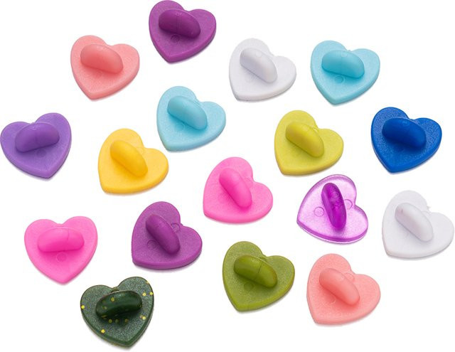50pcs Heart Rubber Lapel Pin Safety Backs, Bunt - Bild 1
