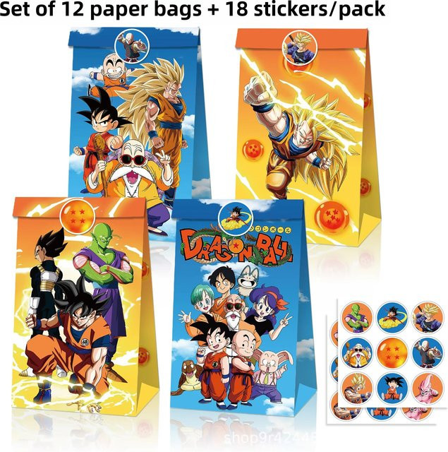 Bandai Dragon Ball Geschenktüten aus Kraftpapier mit Griffen in Mehrfarbig für Kindergeburtstage und Babypartys - Bild 1