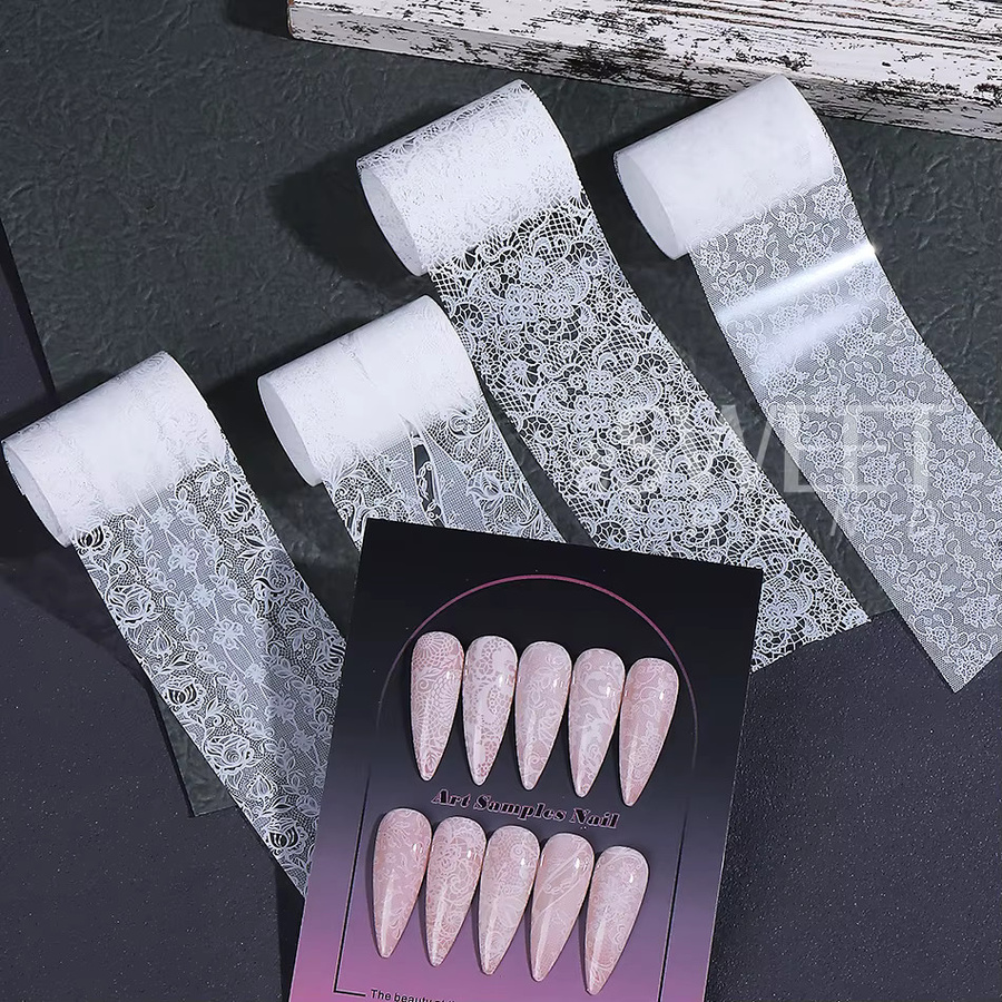 SWEET TREND Nageltransferfolien Schwarz/Weiße Spitzenblumen, 1 Box - Bild 3
