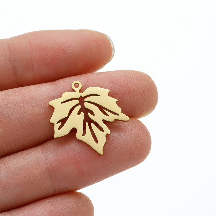 oly2u Anhänger Ahornblätter, Edelstahl, Gold, Unisex - Bild 2