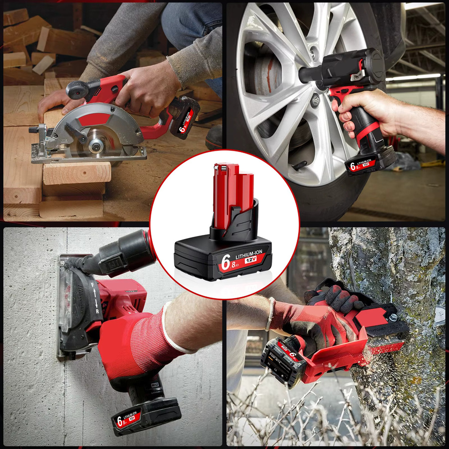 BATTOOL Li-Ion Akku 12V 6800mAh in Rot für Milwaukee M12 48-11-2402 48-11-2411 48-11-2401 MIL-12A-L - Bild 4