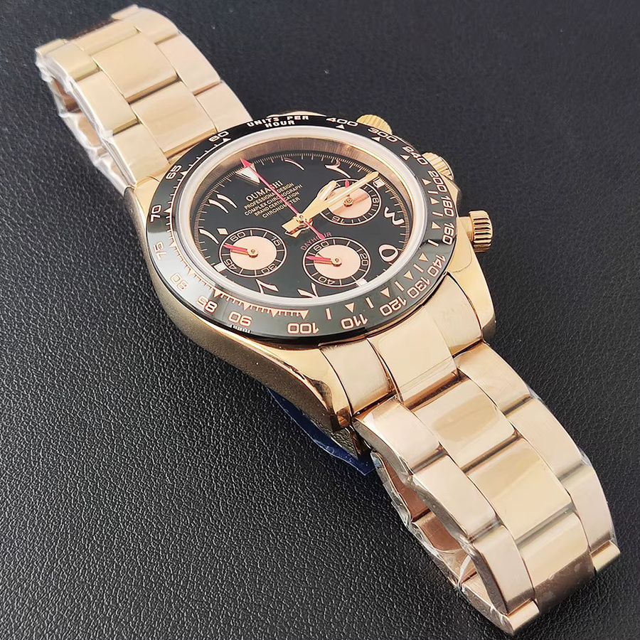 OUMASHI Chronograph, Quarz, Edelstahl, 39,3 mm, Herren, Schwarz - Bild 3