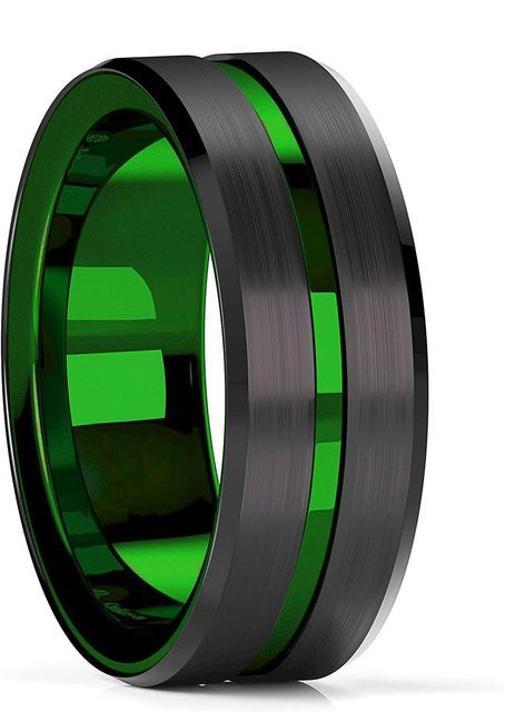 YIRAN Ring Edelstahl, Schwarz, 8mm, Unisex - Bild 1
